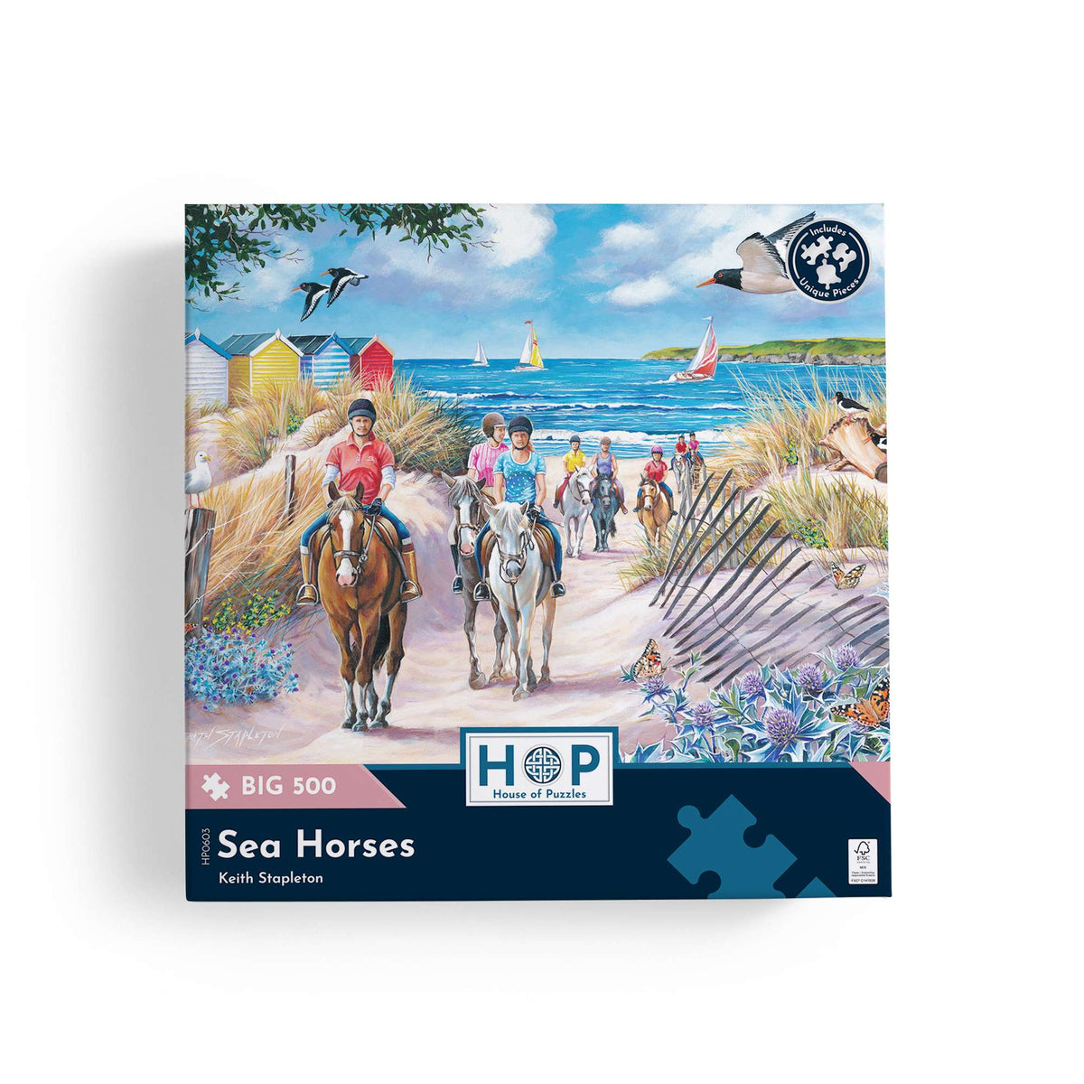 Box, straight on: Sea Horses – 500 XL Piece Jigsaw Puzzle (House of Puzzles)