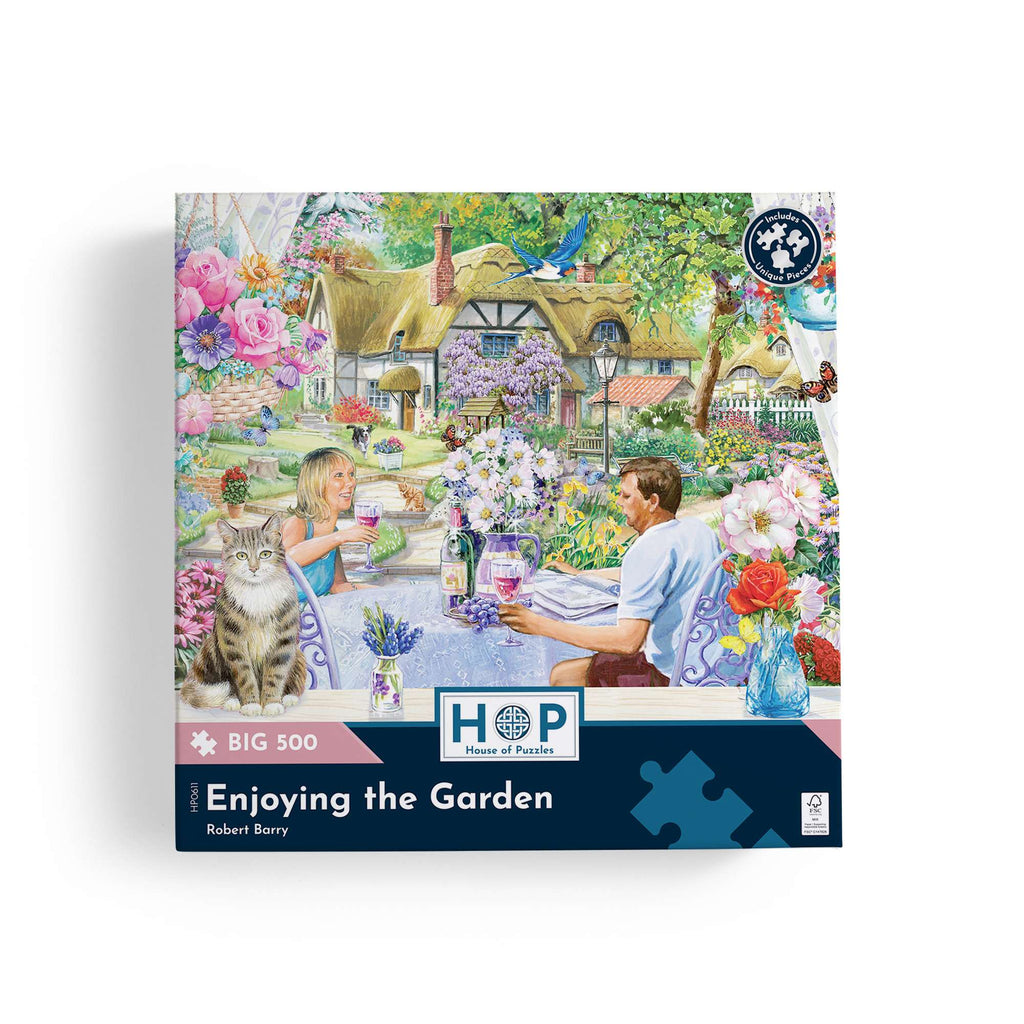 Box, straight on: Enjoying the Garden – 500 XL Piece Jigsaw Puzzle (House of Puzzles)