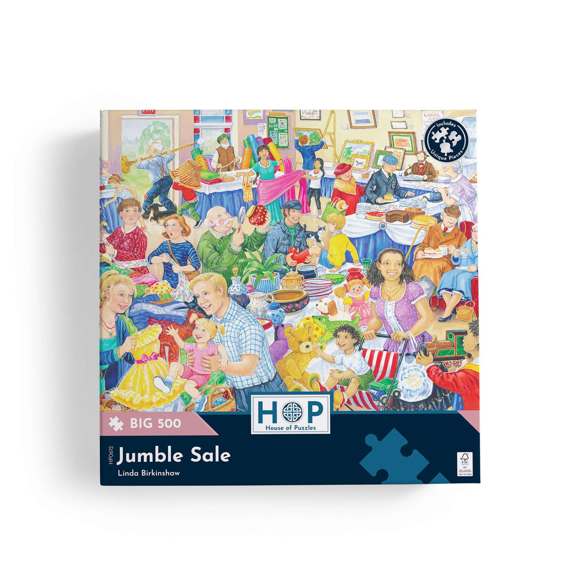 Box, straight on: Jumble Sale – 500 XL Piece Jigsaw Puzzle (House of Puzzles)