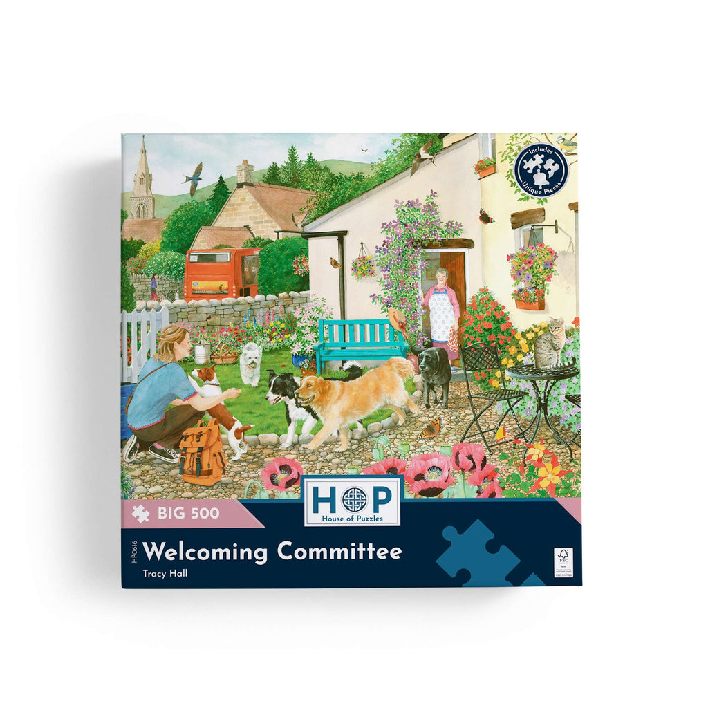 Box, straight on: Welcoming Committee – 500 XL Piece Jigsaw Puzzle (House of Puzzles)