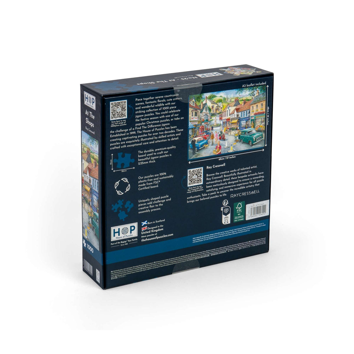 Box back: At The Shops – 1000 Piece Jigsaw Puzzle (House of Puzzles)