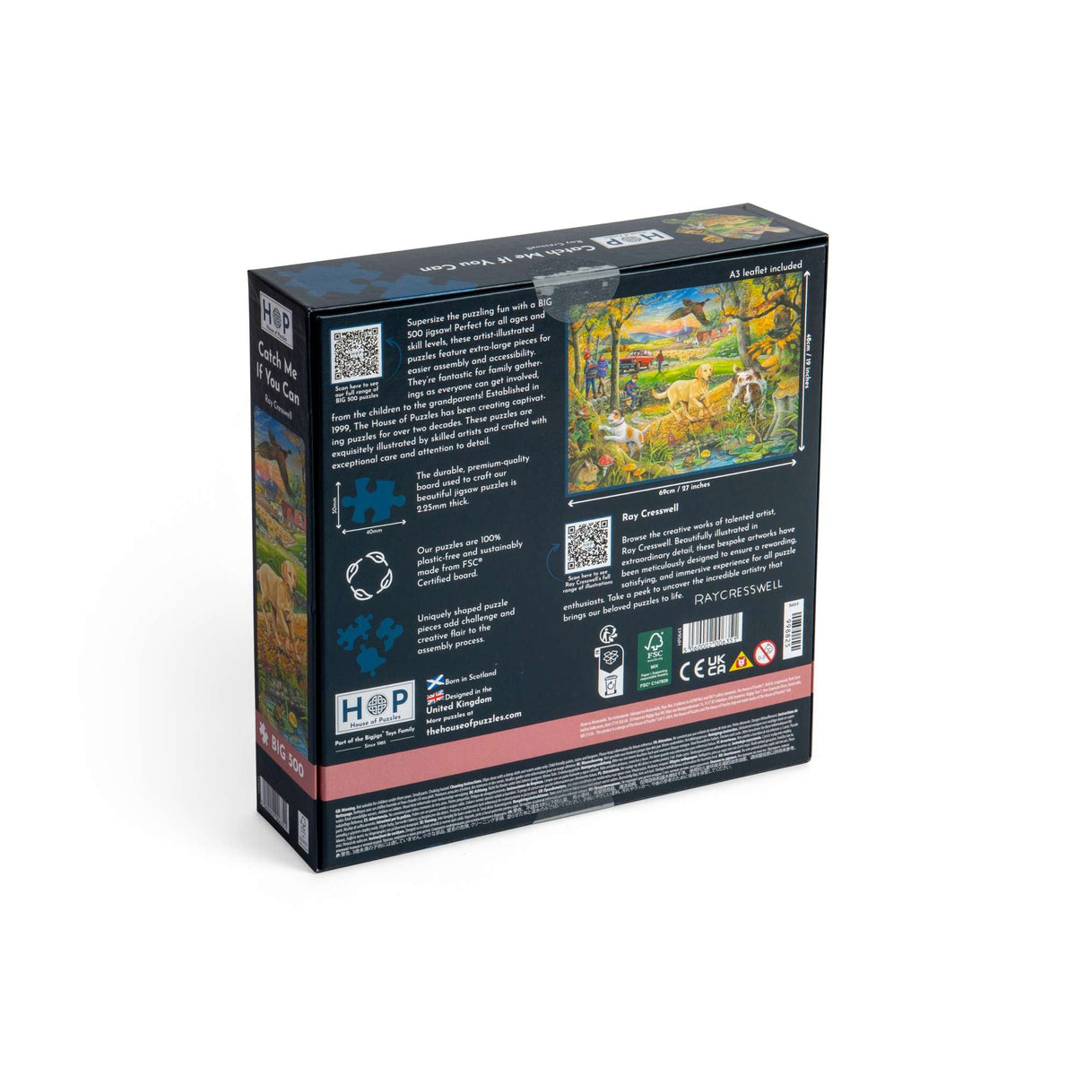 Box back: Catch Me If You Can – 500 Piece Jigsaw Puzzle (House of Puzzles)
