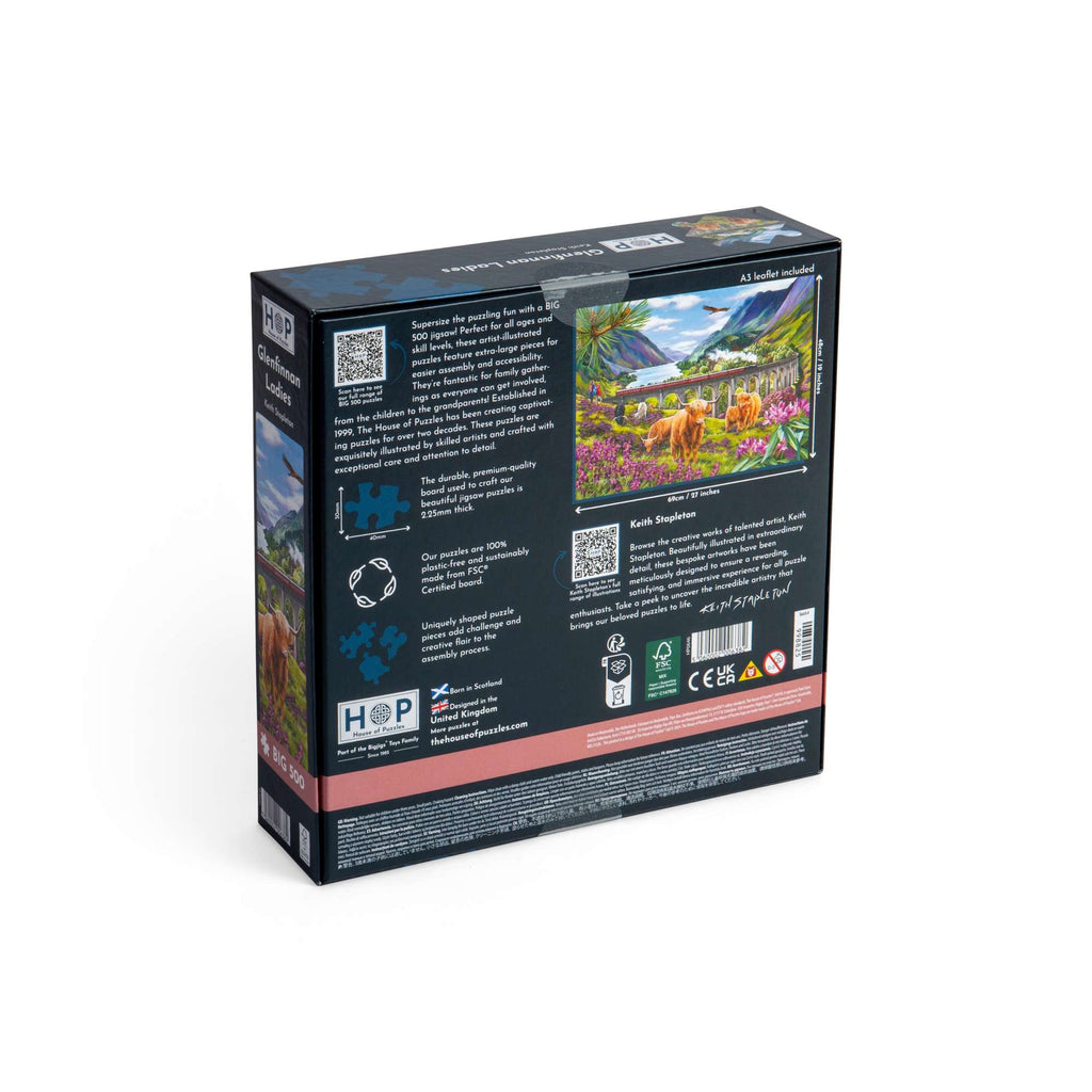 Box back: Glenfinnan Ladies by HOP – 500 XL Piece Jigsaw Puzzle (House of Puzzles)