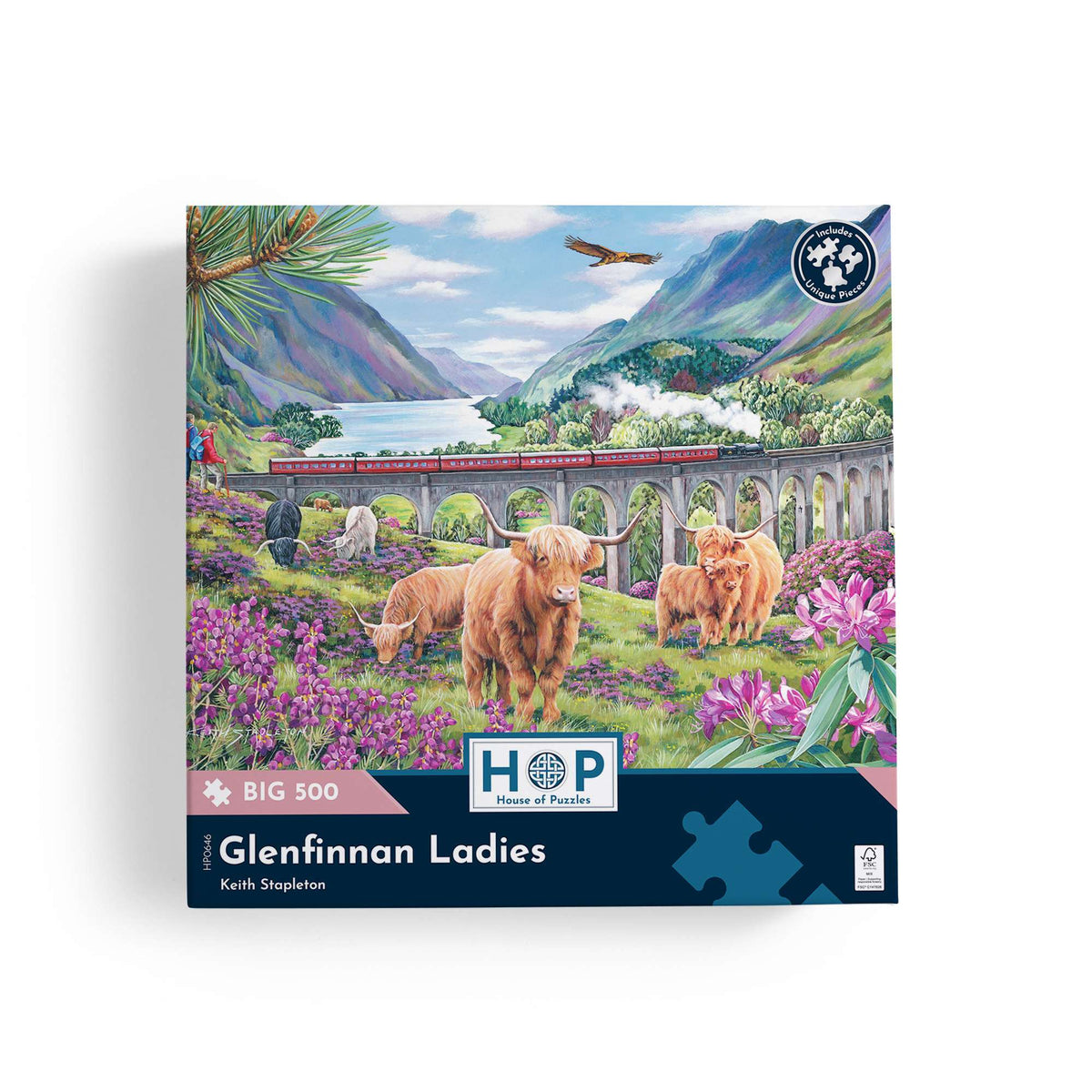 Box, straight on: Glenfinnan Ladies by HOP – 500 XL Piece Jigsaw Puzzle (House of Puzzles)