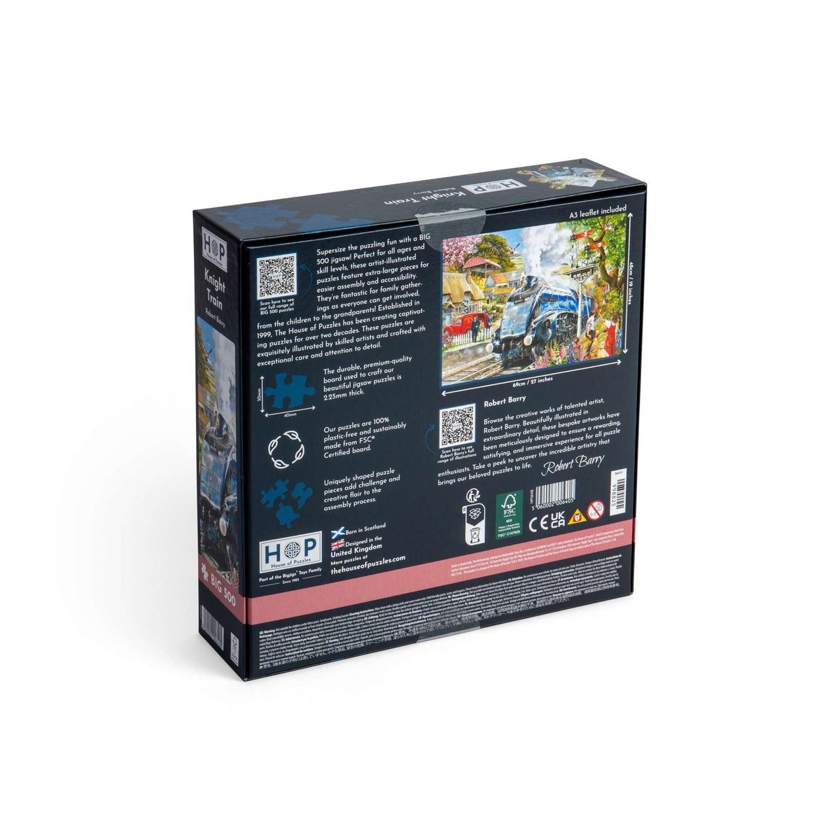 Box back: Knight Train – 500 Piece Jigsaw Puzzle (House of Puzzles)