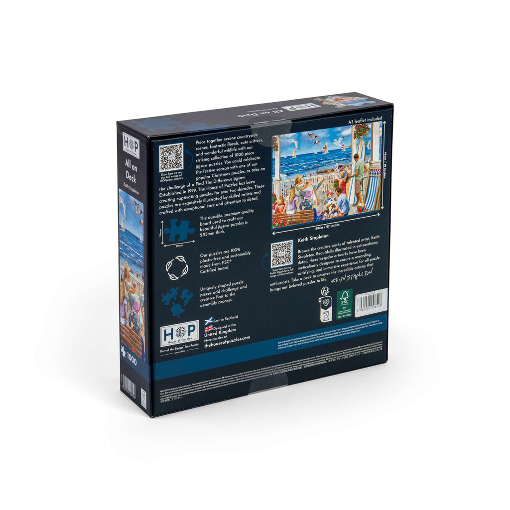 Box back: All On Deck – 1000 Piece Jigsaw Puzzle (House of Puzzles)