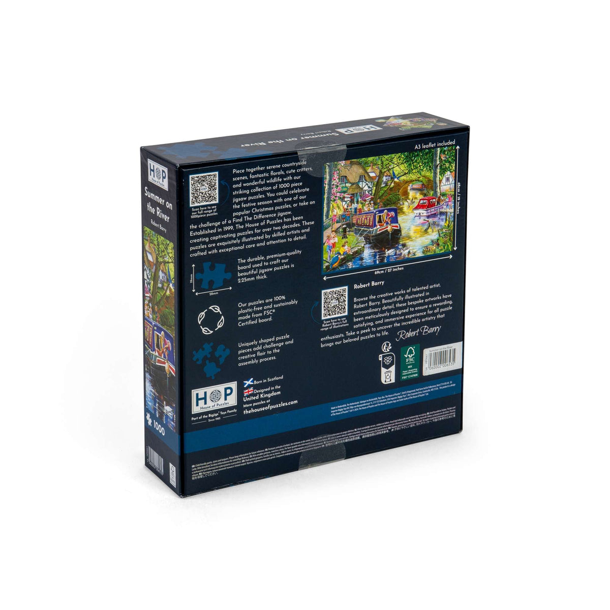 Box back: Summer on the River – 1000 Piece Jigsaw Puzzle (House of Puzzles)