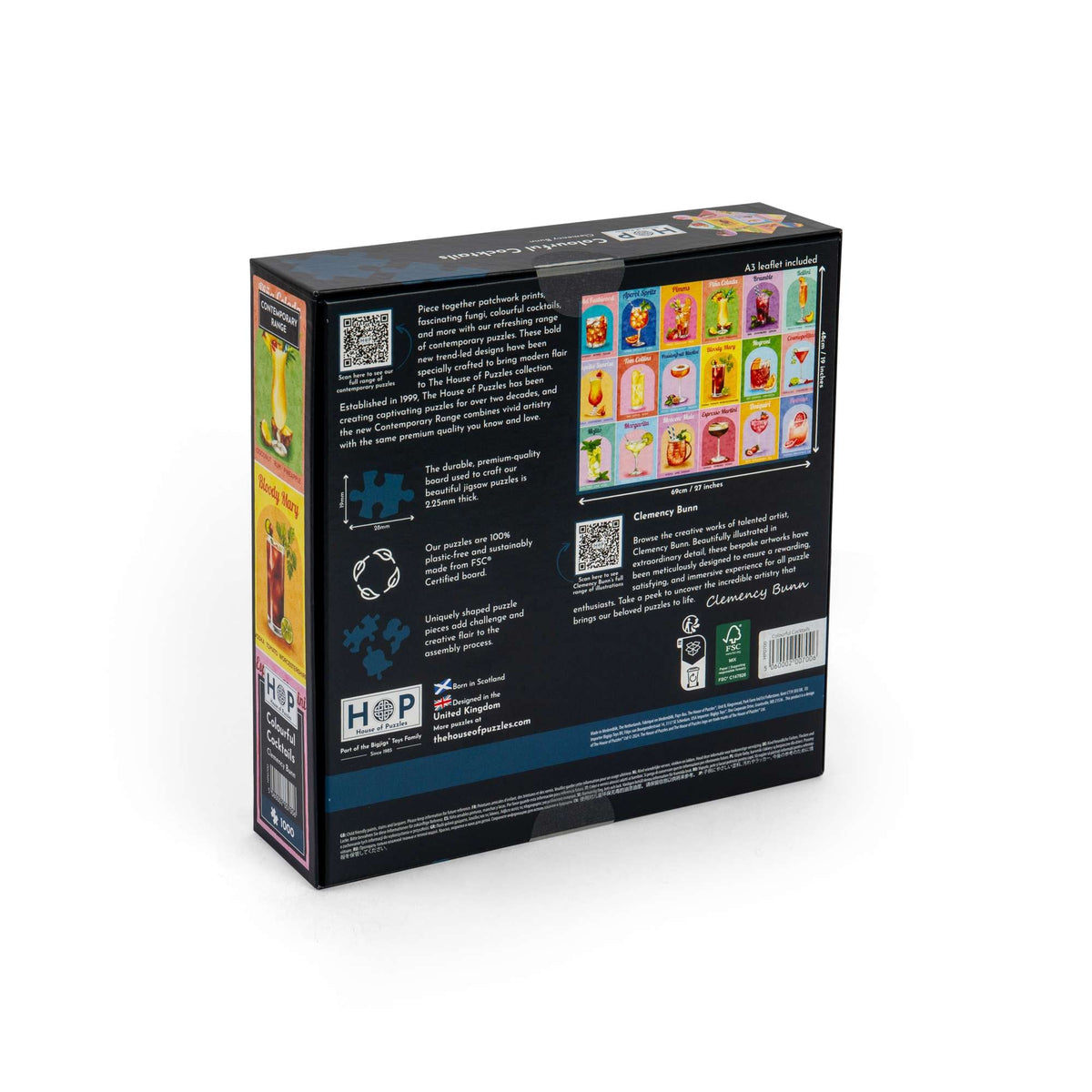 Box back: Colourful Cocktails – 1000 Piece Jigsaw Puzzle (House of Puzzles)