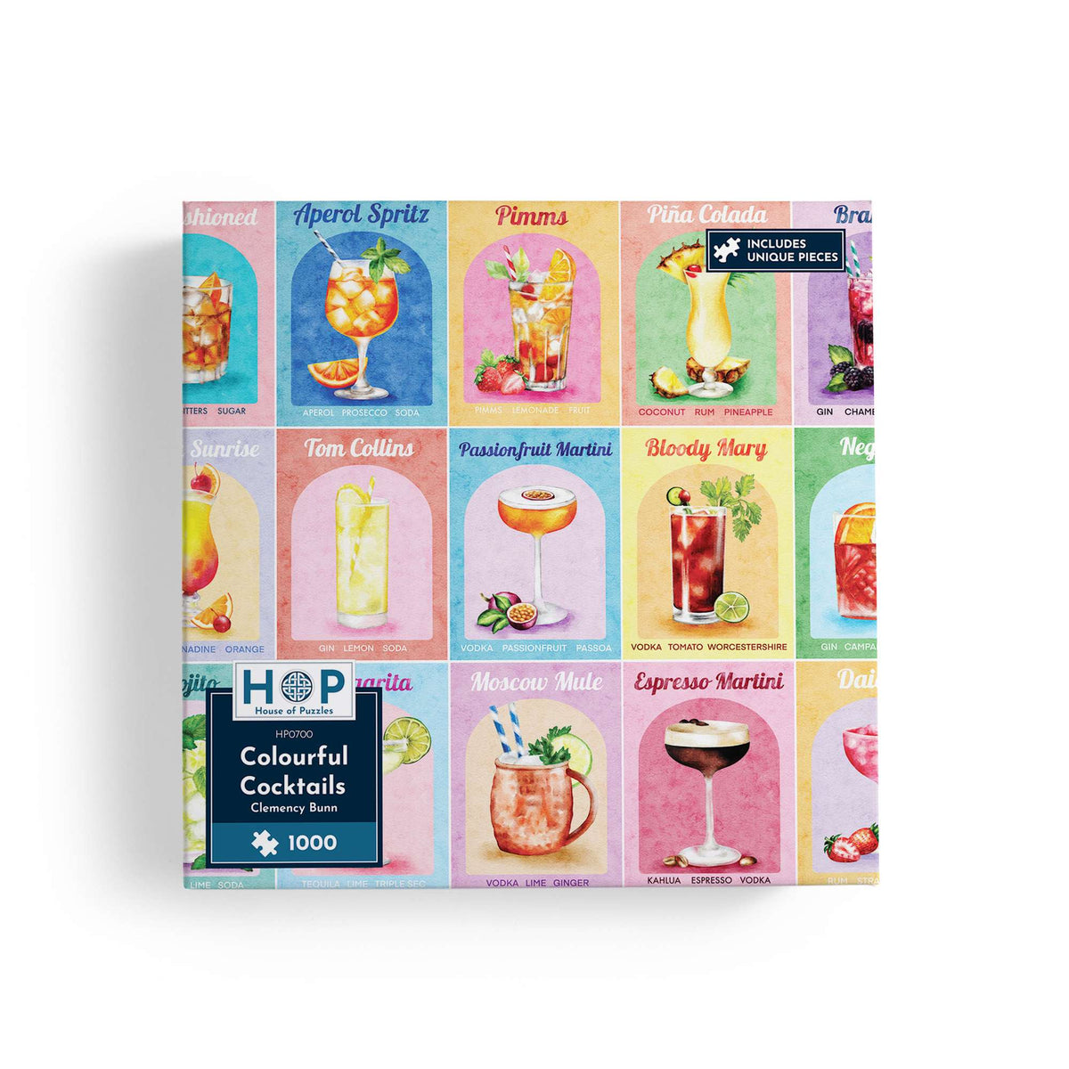 Box, straight on: Colourful Cocktails – 1000 Piece Jigsaw Puzzle (House of Puzzles)