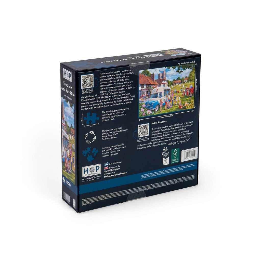 Box back: Stop Me and Buy One – 1000 Piece Jigsaw Puzzle (House of Puzzles)