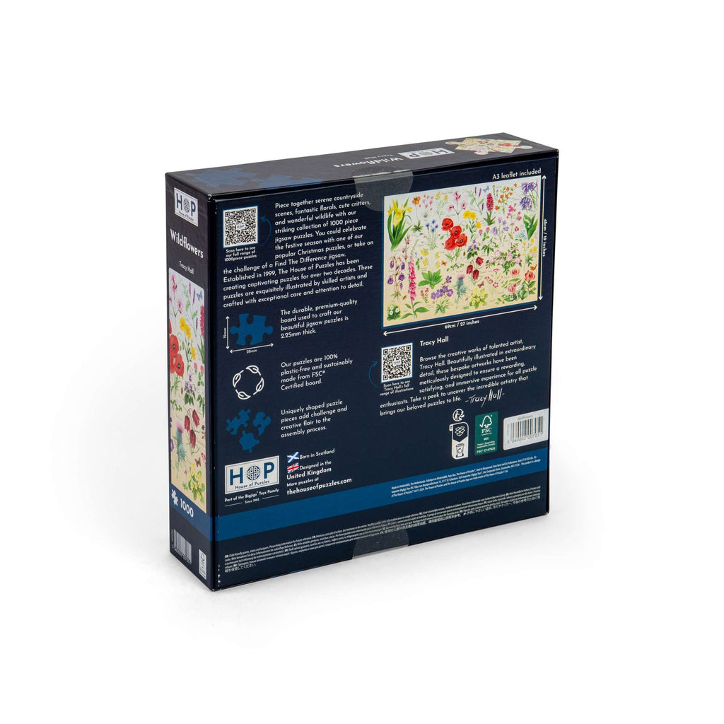 Box back: Wildflowers – 1000 Piece Jigsaw Puzzle (House of Puzzles)