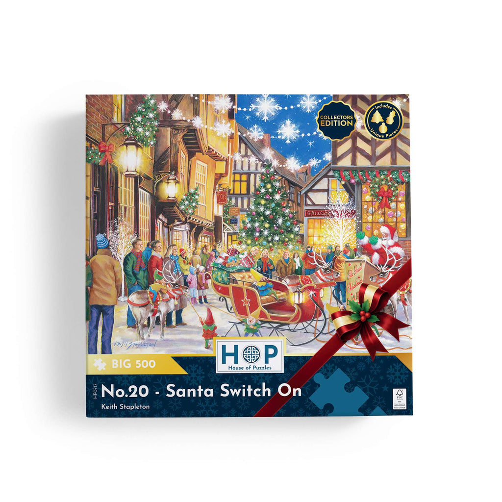 Box, straight on: Santa Switch On – 500 XL Piece Jigsaw Puzzle (House of Puzzles)