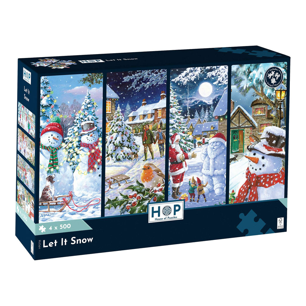 Box, turned right: Let It Snow – 4 x 500 Piece Jigsaw Puzzle (House of Puzzles)