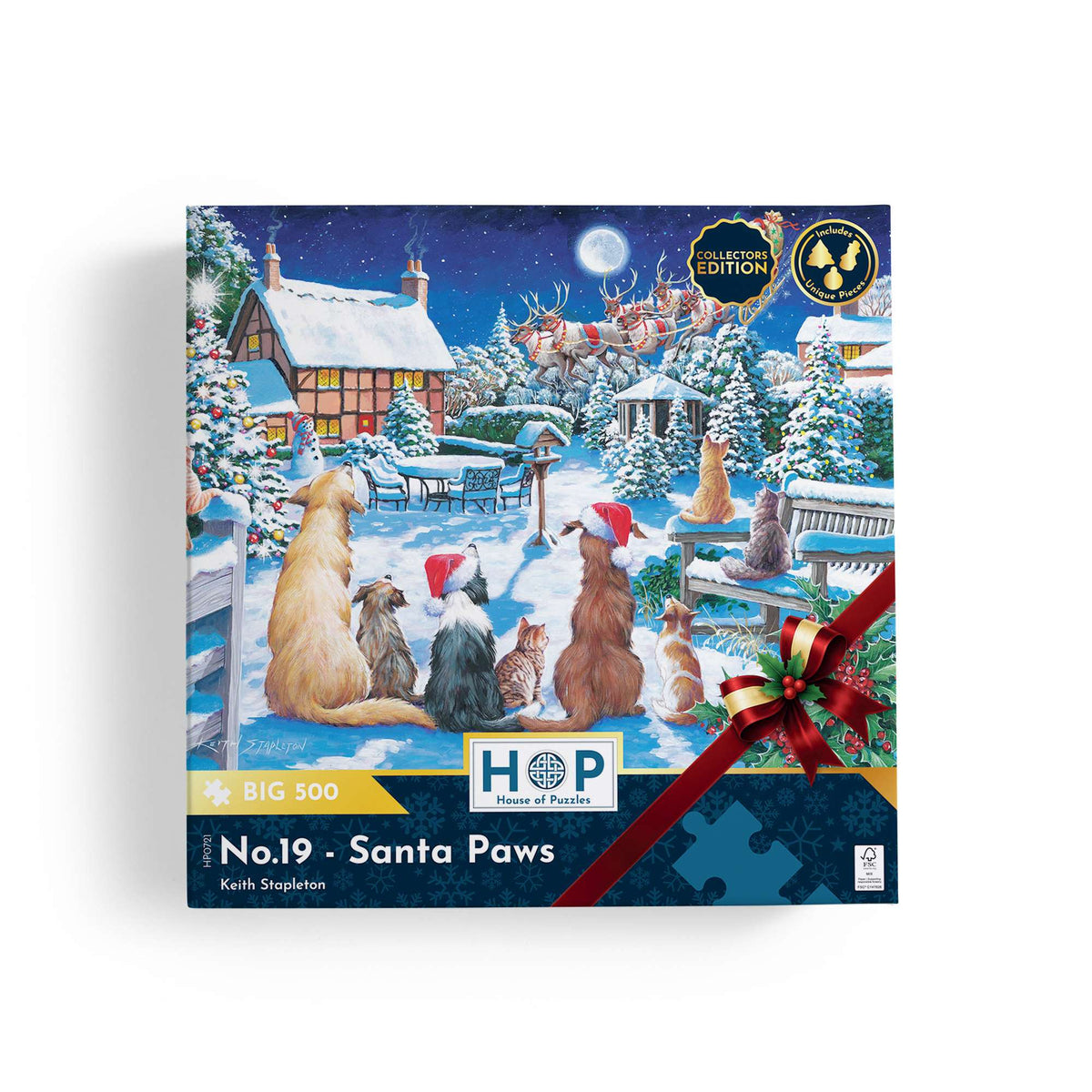 Box, straight on: Santa Paws – BIG 500 XL Piece Jigsaw Puzzle (House of Puzzles)
