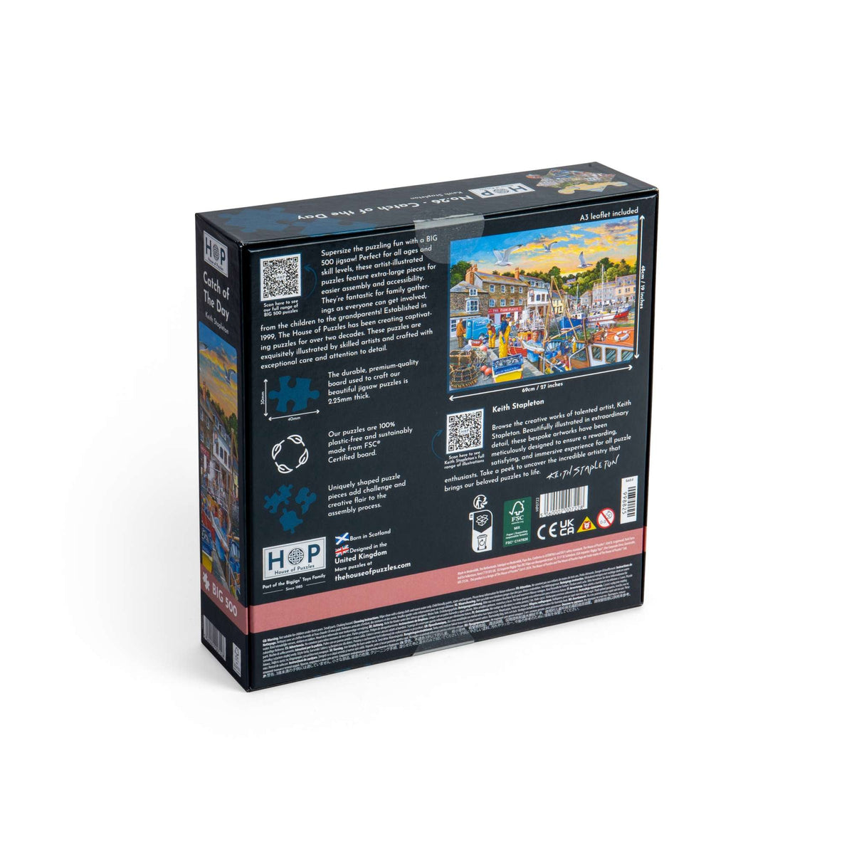 Box back: Catch of the Day – 500 XL Piece Jigsaw Puzzle (House of Puzzles)