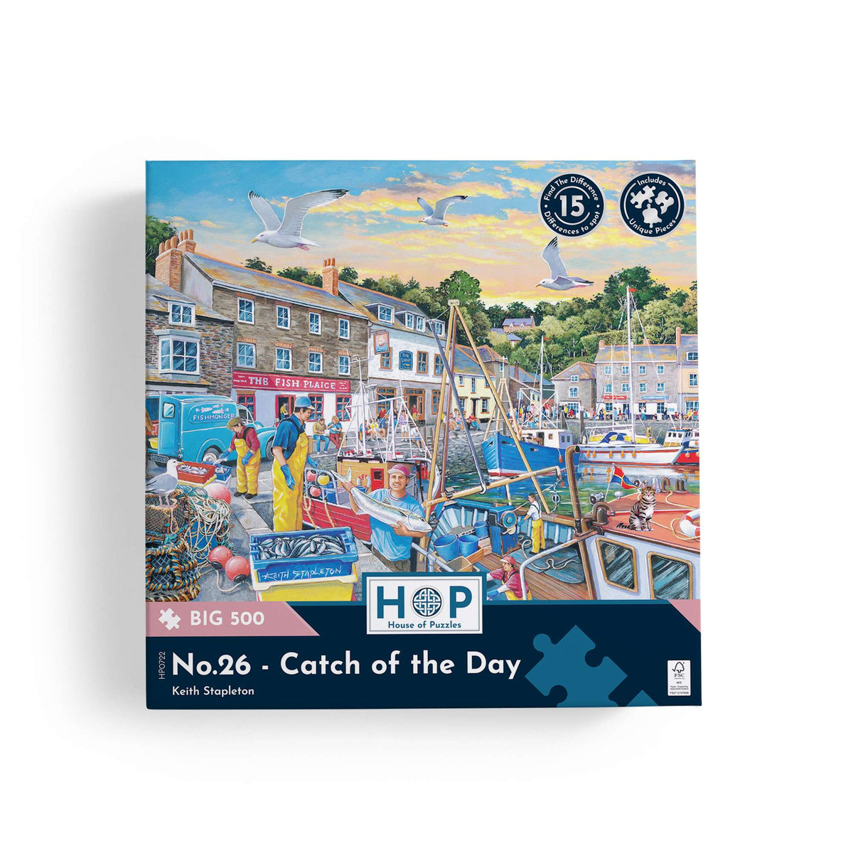 Box, straight on: Catch of the Day – 500 XL Piece Jigsaw Puzzle (House of Puzzles)