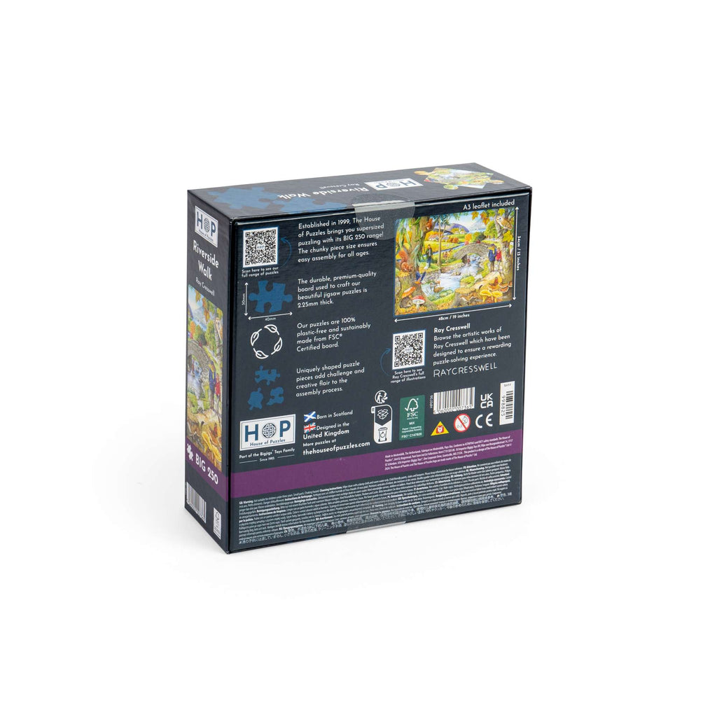 Box back: Riverside Walk – 250 Piece Jigsaw Puzzle (House of Puzzles)