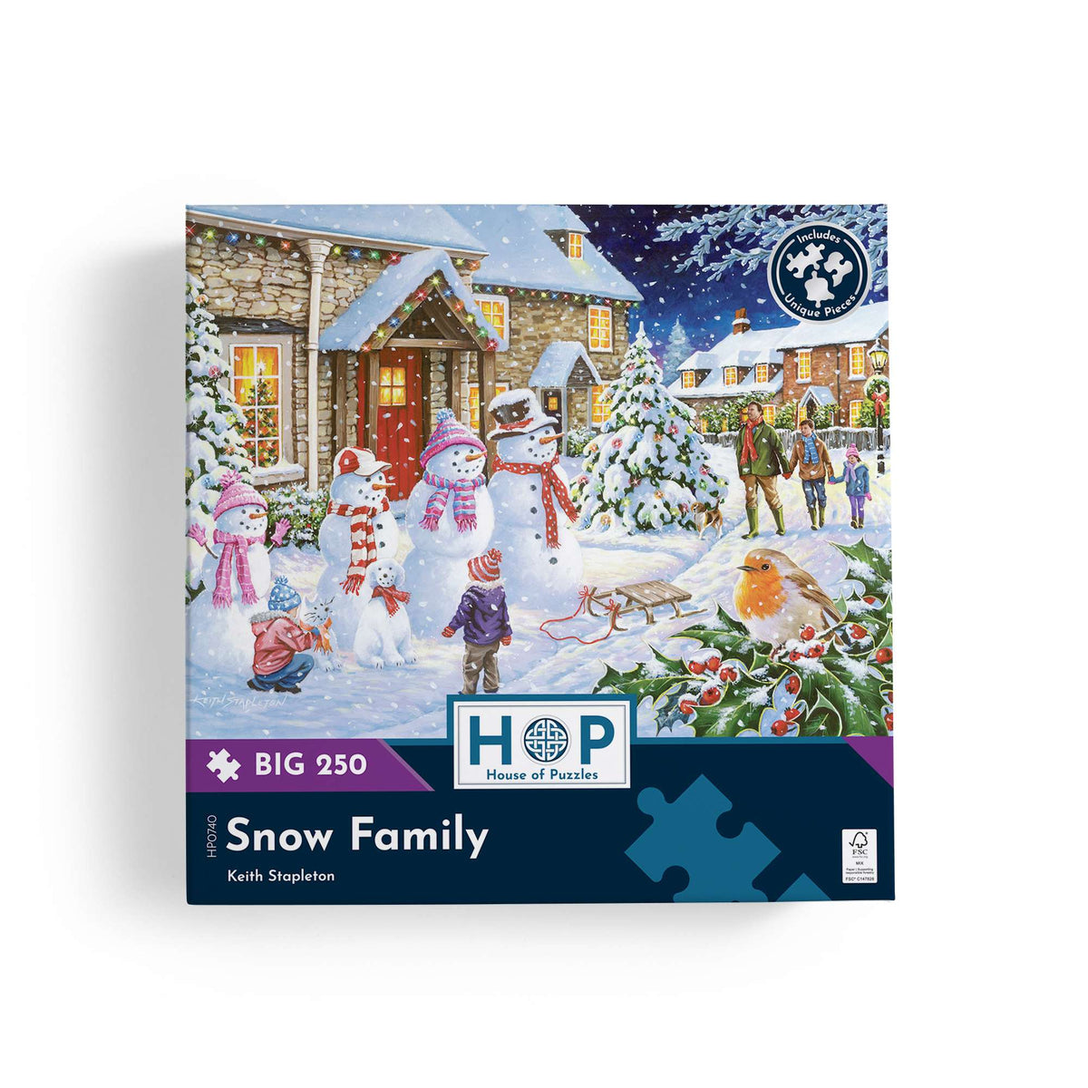Box, straight on: Snow Family – 250 Piece Jigsaw Puzzle (House of Puzzles)