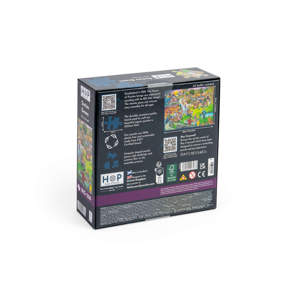 Box back: Sixties Green – 250 Piece Jigsaw Puzzle (House of Puzzles)
