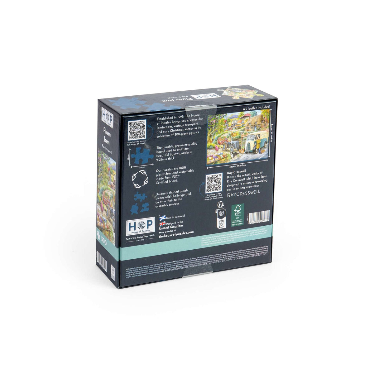 Box back: Plum Jam – 500 Piece Jigsaw Puzzle (House of Puzzles)
