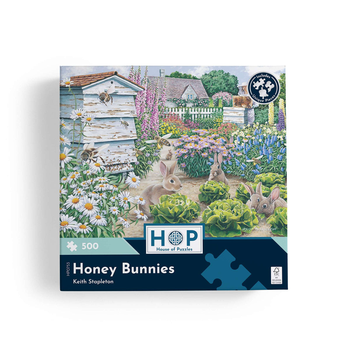 Box, straight on: Honey Bunnies – 500 Piece Jigsaw Puzzle (House of Puzzles)