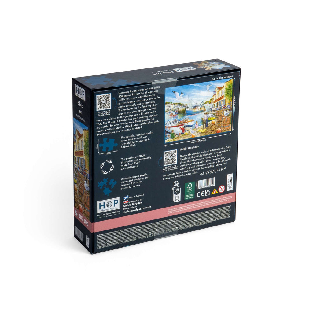 Box back: Ship Inn – 500 XL Piece Jigsaw Puzzle (House of Puzzles)
