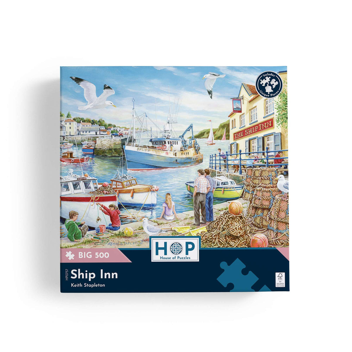 Box, straight on: Ship Inn – 500 XL Piece Jigsaw Puzzle (House of Puzzles)