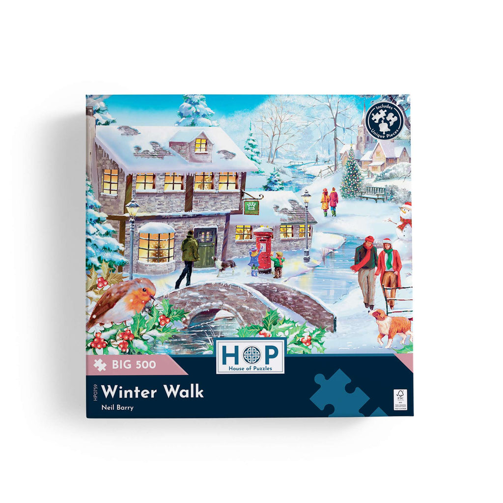 Box, straight on: Winter Walk – 500 XL Piece Jigsaw Puzzle (House of Puzzles)
