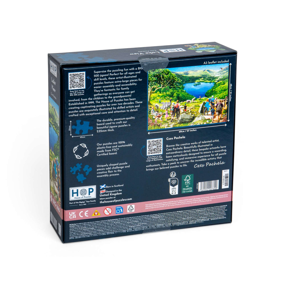 Box back: Lake View – 500 XL Piece Jigsaw Puzzle (House of Puzzles)
