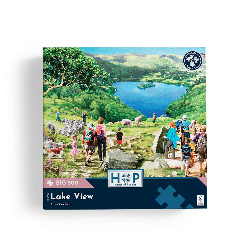 Box, straight on: Lake View – 500 XL Piece Jigsaw Puzzle (House of Puzzles)