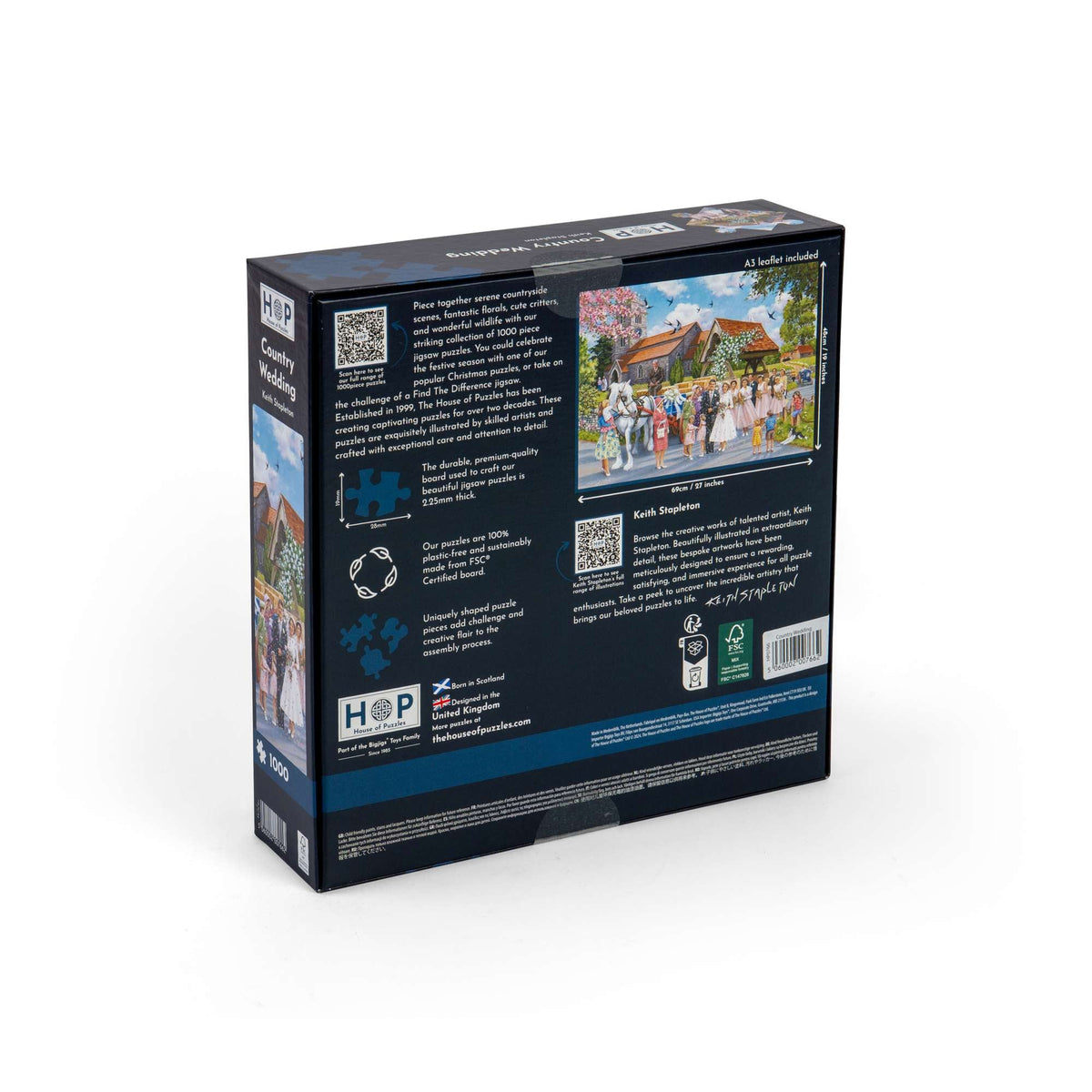 Box back: Country Wedding – 1000 Piece Jigsaw Puzzle (House of Puzzles)