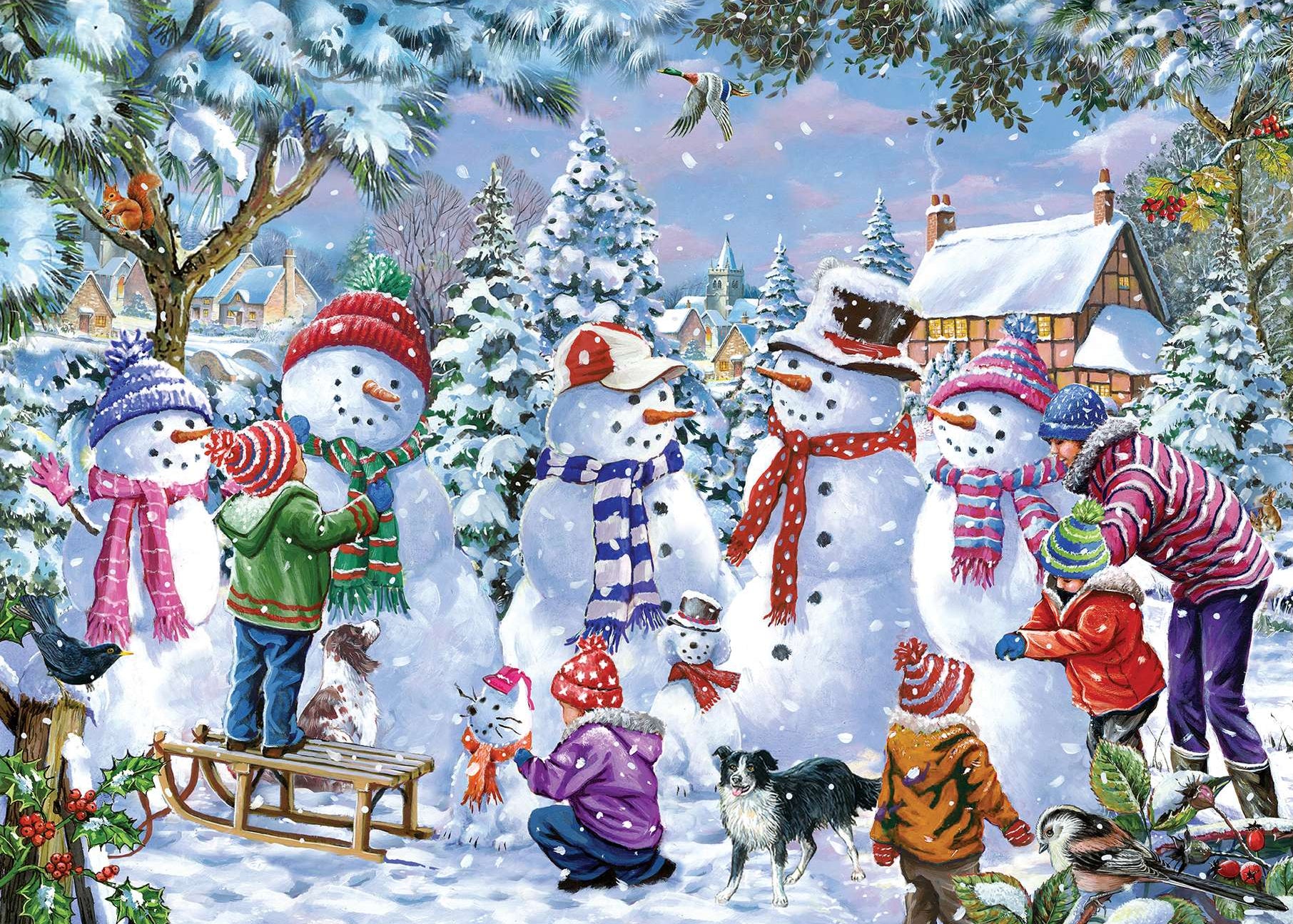Seven Silly Snowmen by Barry Hall – 1000 Piece Jigsaw Puzzle (HOP)