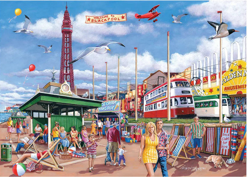 Blackpool Promenade by Keith Stapleton – 500 XL Piece Jigsaw Puzzle (HOP)