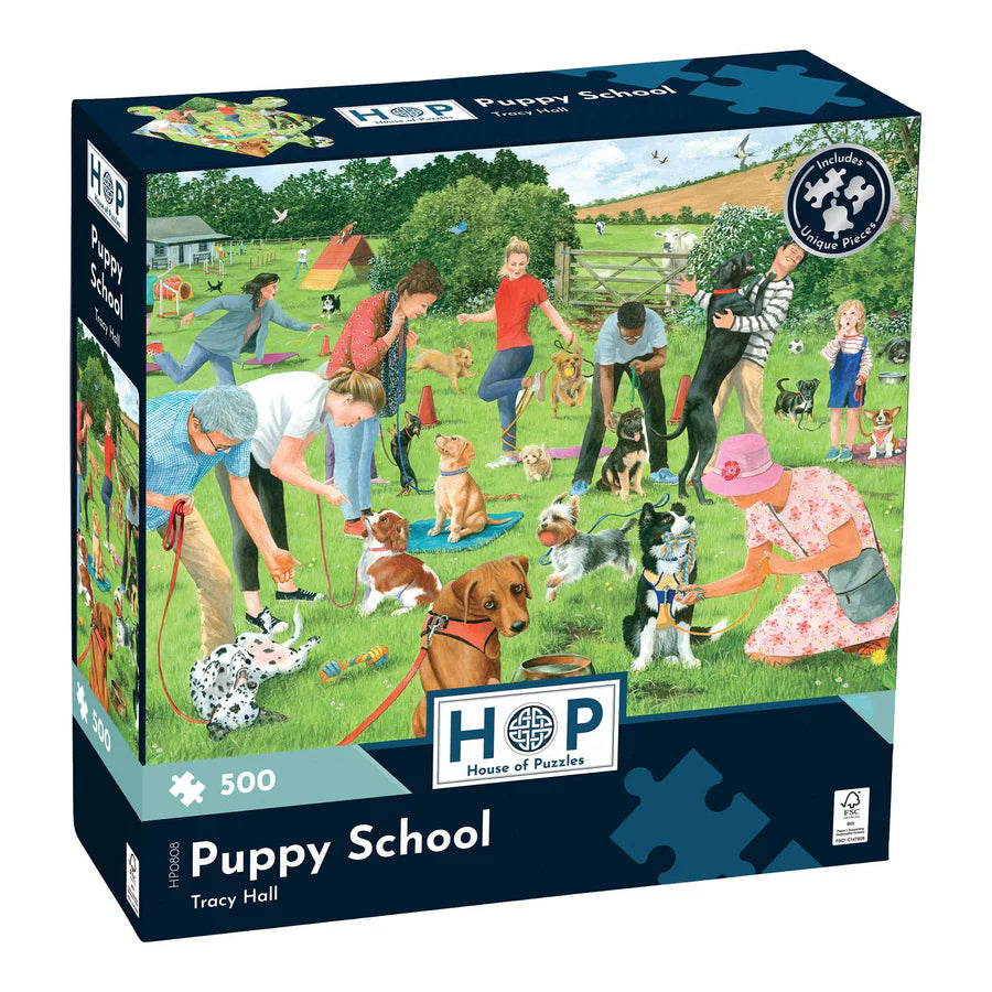 Puppy School by Tracy Hall - 500 Piece Jigsaw Puzzle (House of Puzzles)