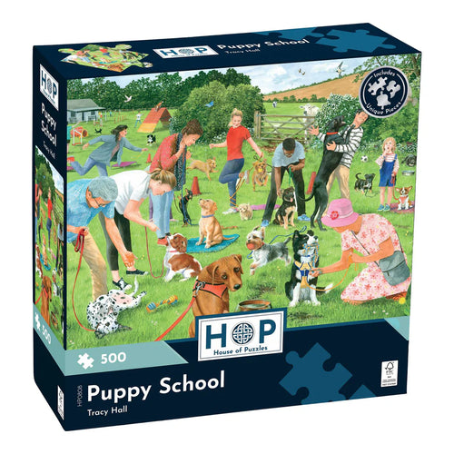 Puppy School by Tracy Hall - 500 Piece Jigsaw Puzzle (House of Puzzles)