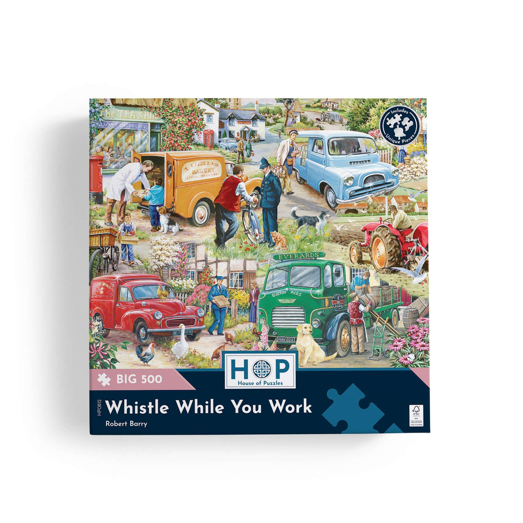 Box, straight on: Whistle While You Work by Robert Barry - 500 Piece Jigsaw Puzzle (House of Puzzles)