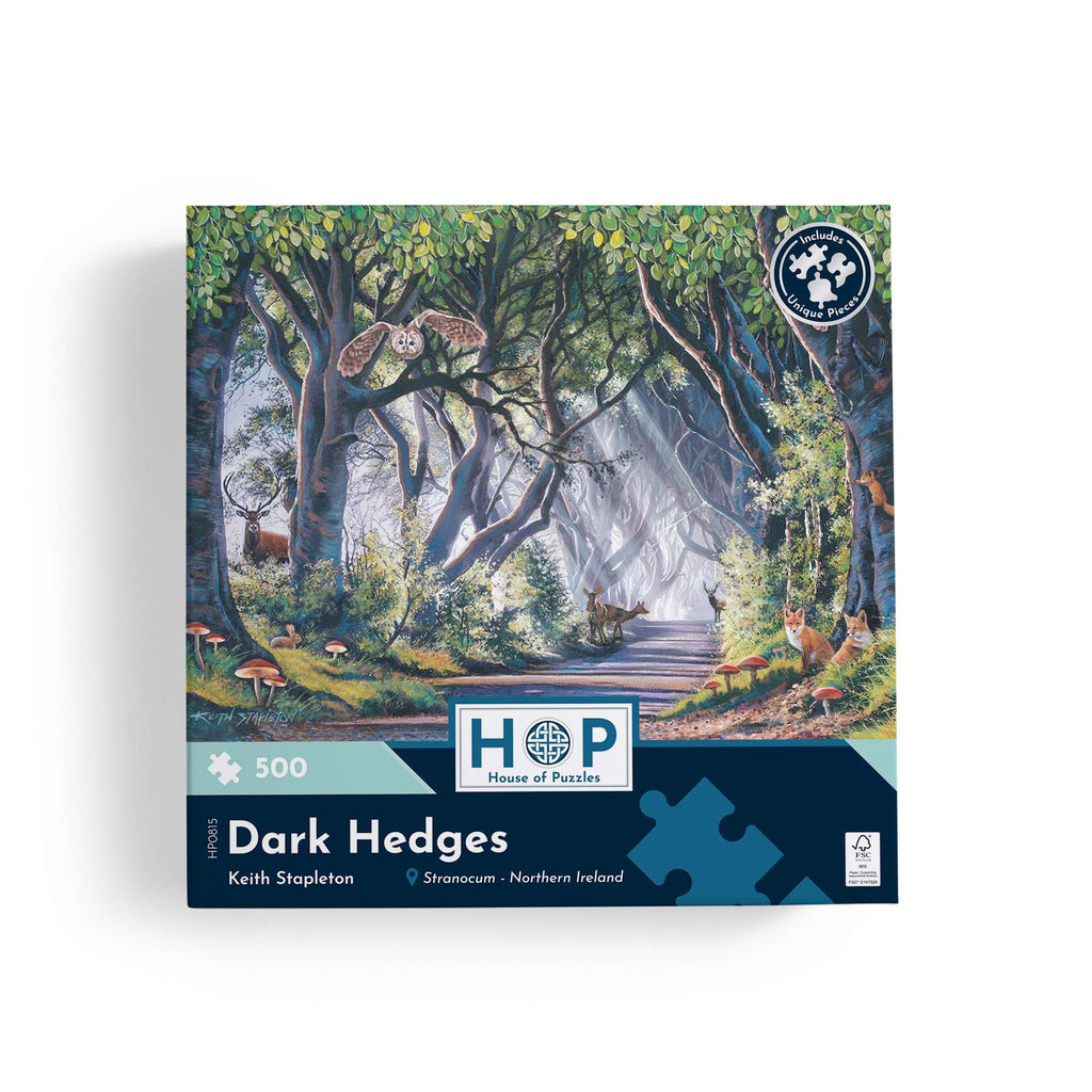 Box, straight on: Dark Hedges by Keith Stapleton - 500 Piece Jigsaw Puzzle (House of Puzzles)