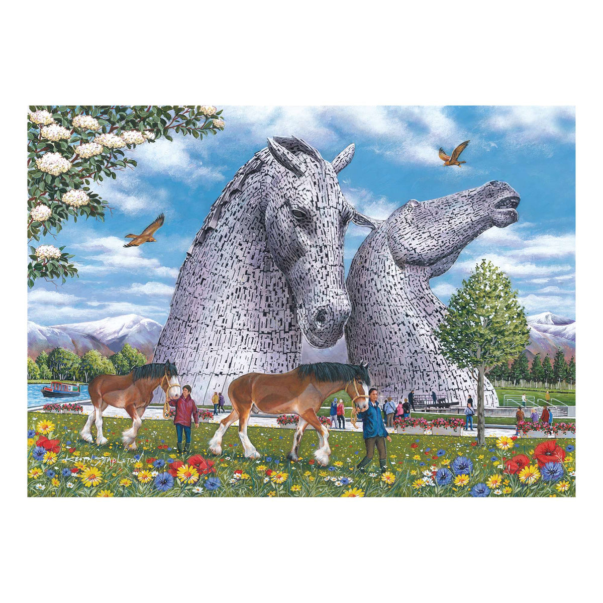 Artwork: The Kelpies by Keith Stapleton - 1000 Piece Jigsaw Puzzle (House of Puzzles)