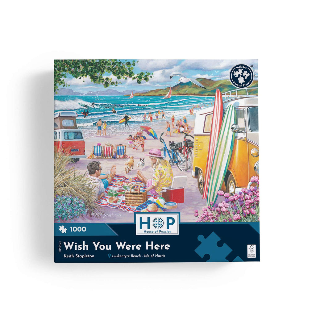 Box, straight on: Wish You Were Here by Keith Stapleton - 1000 Piece Jigsaw Puzzle (House of Puzzles)
