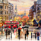Detail of the artwork: Twilight in Trafalgar Square by Richard Macneil - 1000 Piece Jigsaw Puzzle (House of Puzzles)