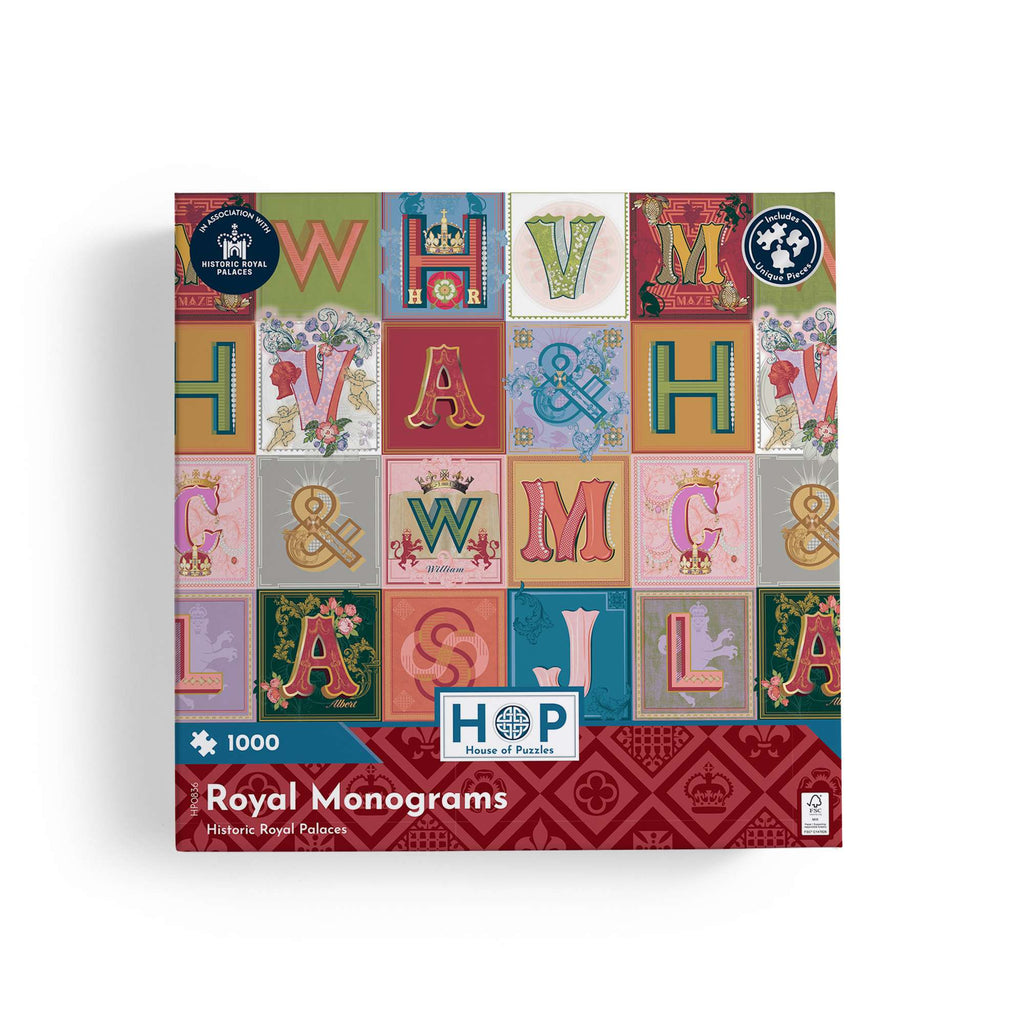 Box, straight on: Royal Monograms - Historic Royal Palaces 1000 Piece Jigsaw Puzzle (House of Puzzles)