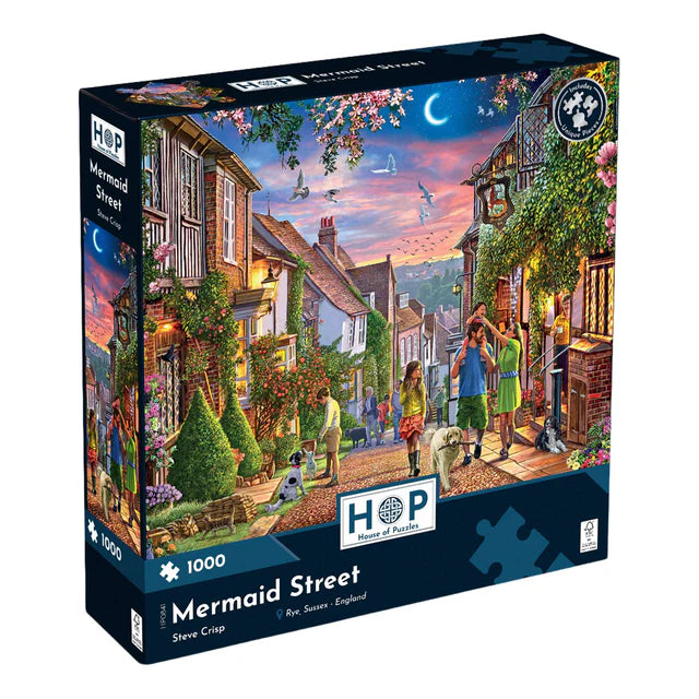 Mermaid Street, Rye, Sussex by Steve Crisp - 1000 Piece Jigsaw Puzzle (House of Puzzles) - Completed Puzzle