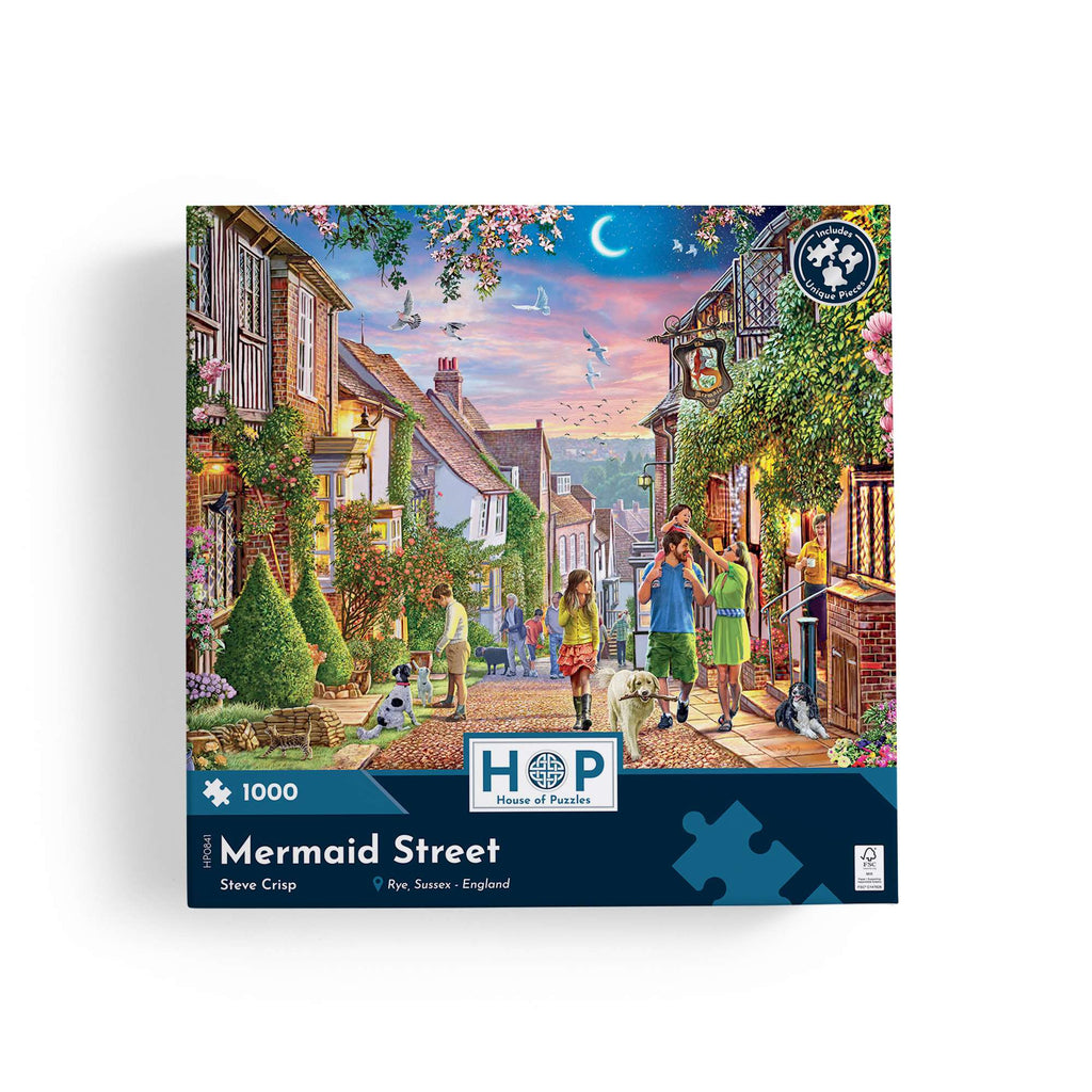 Box, straight on: Mermaid Street, Rye, Sussex by Steve Crisp - 1000 Piece Jigsaw Puzzle (House of Puzzles)