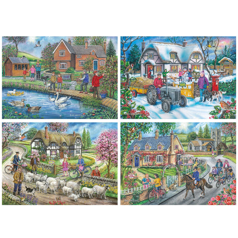 Artwork: Life in the Country - 4 x 500 Piece Jigsaw Puzzle Set (House of Puzzles)