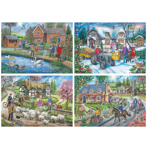 Life in the Country - 4 x 500 Piece Jigsaw Puzzle Set (House of Puzzles)