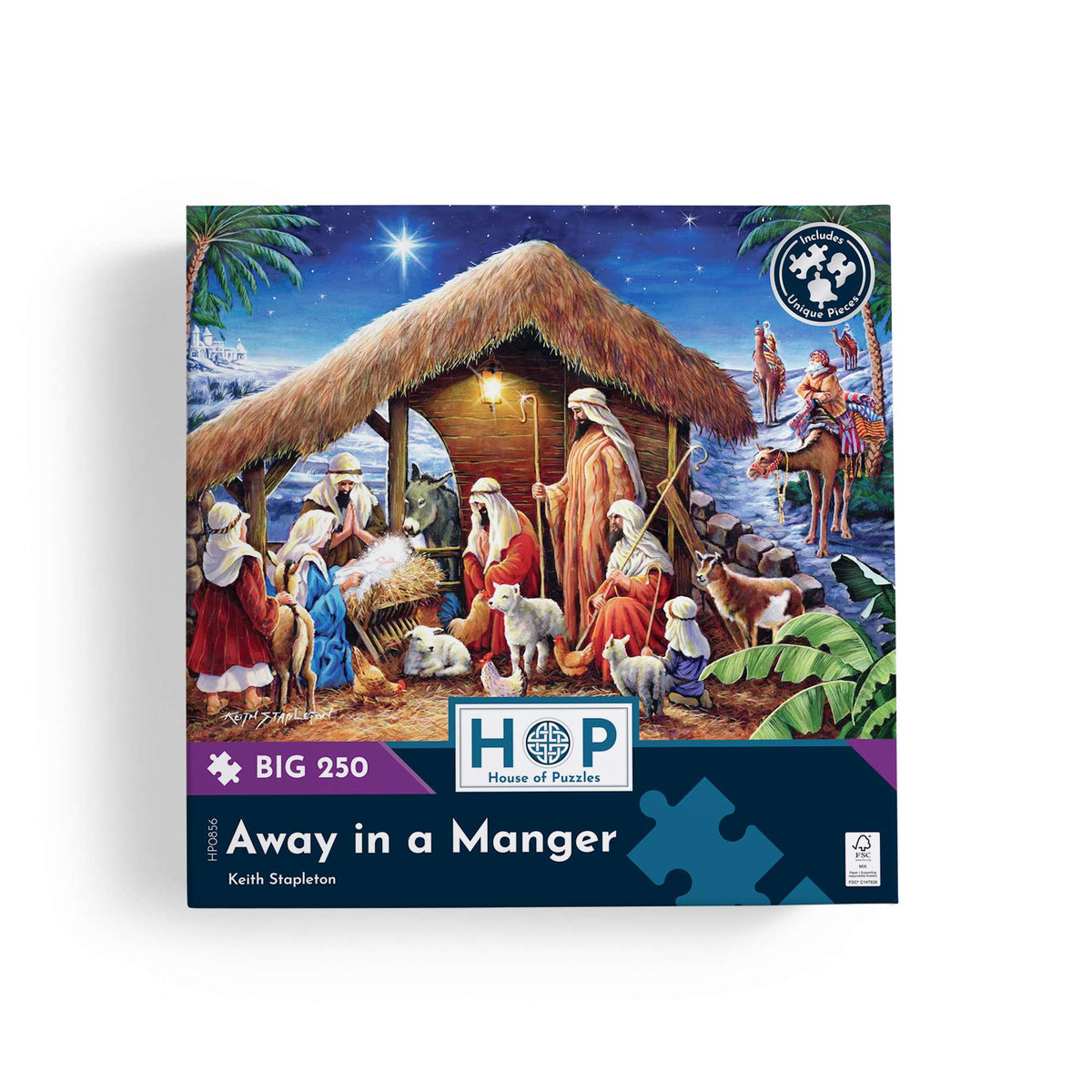 Box, straight on: Away in a Manger by Keith Stapleton - Big 250 Piece Jigsaw Puzzle (House of Puzzles)