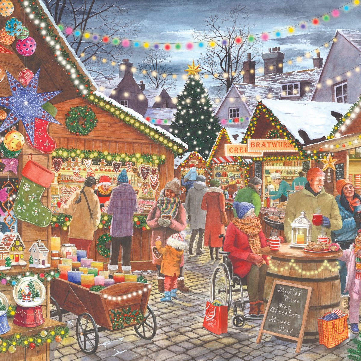 Detail of the artwork: Christmas Market by Tracy Hall - 1000 Piece Jigsaw Puzzle (House of Puzzles)