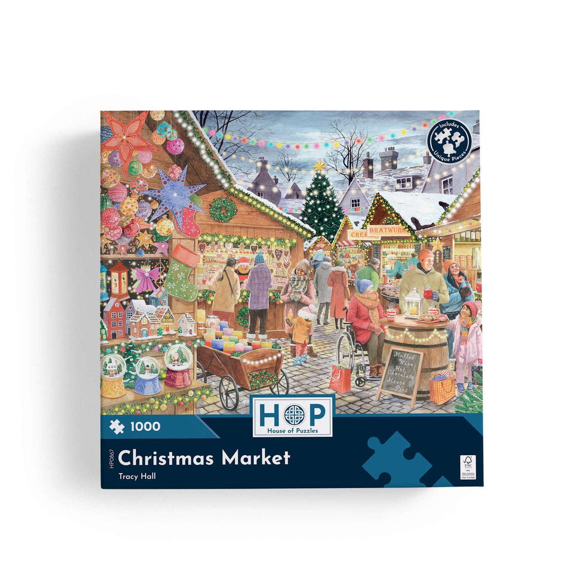Box, straight on: Christmas Market by Tracy Hall - 1000 Piece Jigsaw Puzzle (House of Puzzles)