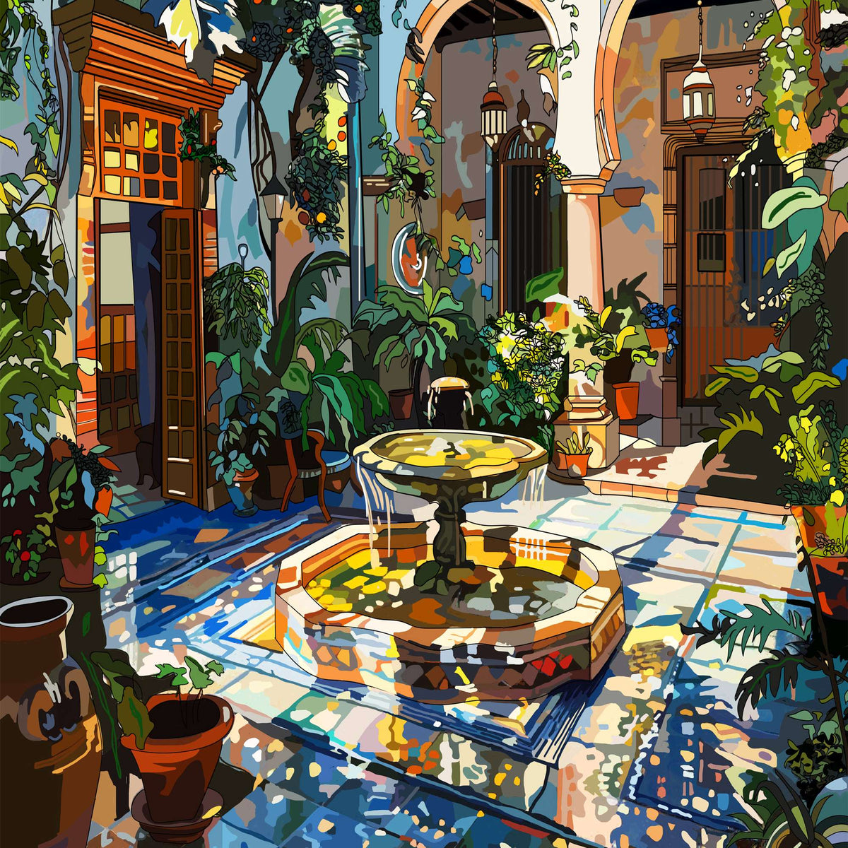 Detail of the artwork: Majorcan Life by Blanchouse - 1000 Piece Jigsaw Puzzle (House of Puzzles)