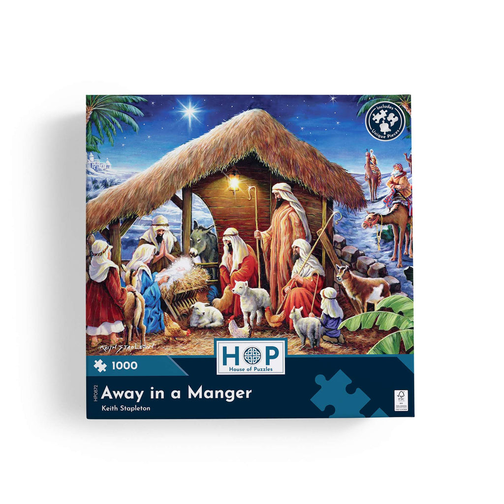 Box, straight on: Away in a Manger by Keith Stapleton - 1000 Piece Jigsaw Puzzle (House of Puzzles)